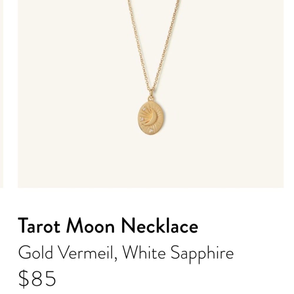 Tarot Moon Necklace- Gold Vermeil, White Sapphire